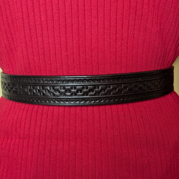 Vogel Black Tooled Leather Belt Vintage main image 5